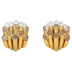 Aldo Cipullo for Cartier Gold and Rock Crystal Sea Anemone Clip Earrings
