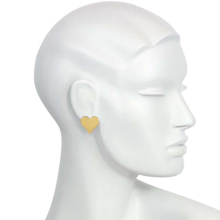 Women's or Men's Aldo Cipullo for Cartier Gold Heart and Diamond Playing Card Earrings For Sale