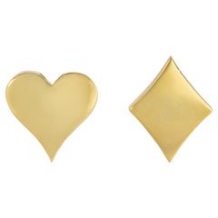 Aldo Cipullo for Cartier Gold Heart and Diamond Playing Card Earrings