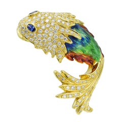 Aldo Cipullo for Cartier Sapphire, Diamond  Fish Brooch