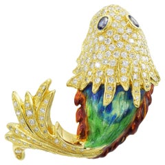 Aldo Cipullo for Cartier Sapphire, Diamond  Fish Brooch