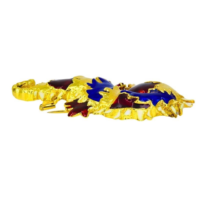 Aldo Cipullo for Cartier Seahorse Brooch Gold Enamel Gemstones For Sale 2