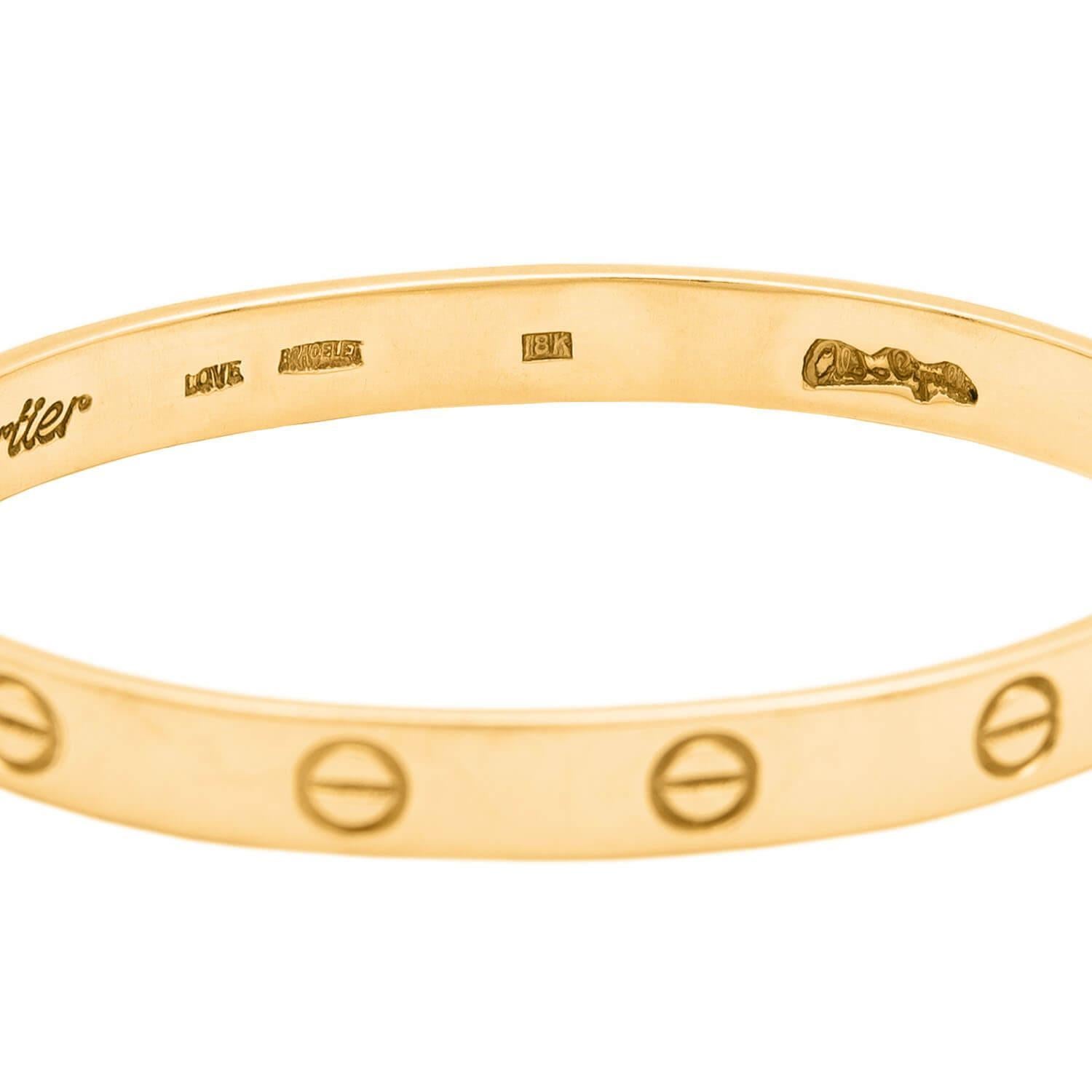 ALDO CIPULLO for CARTIER Vintage 18k Love Bracelet In Good Condition In Narberth, PA
