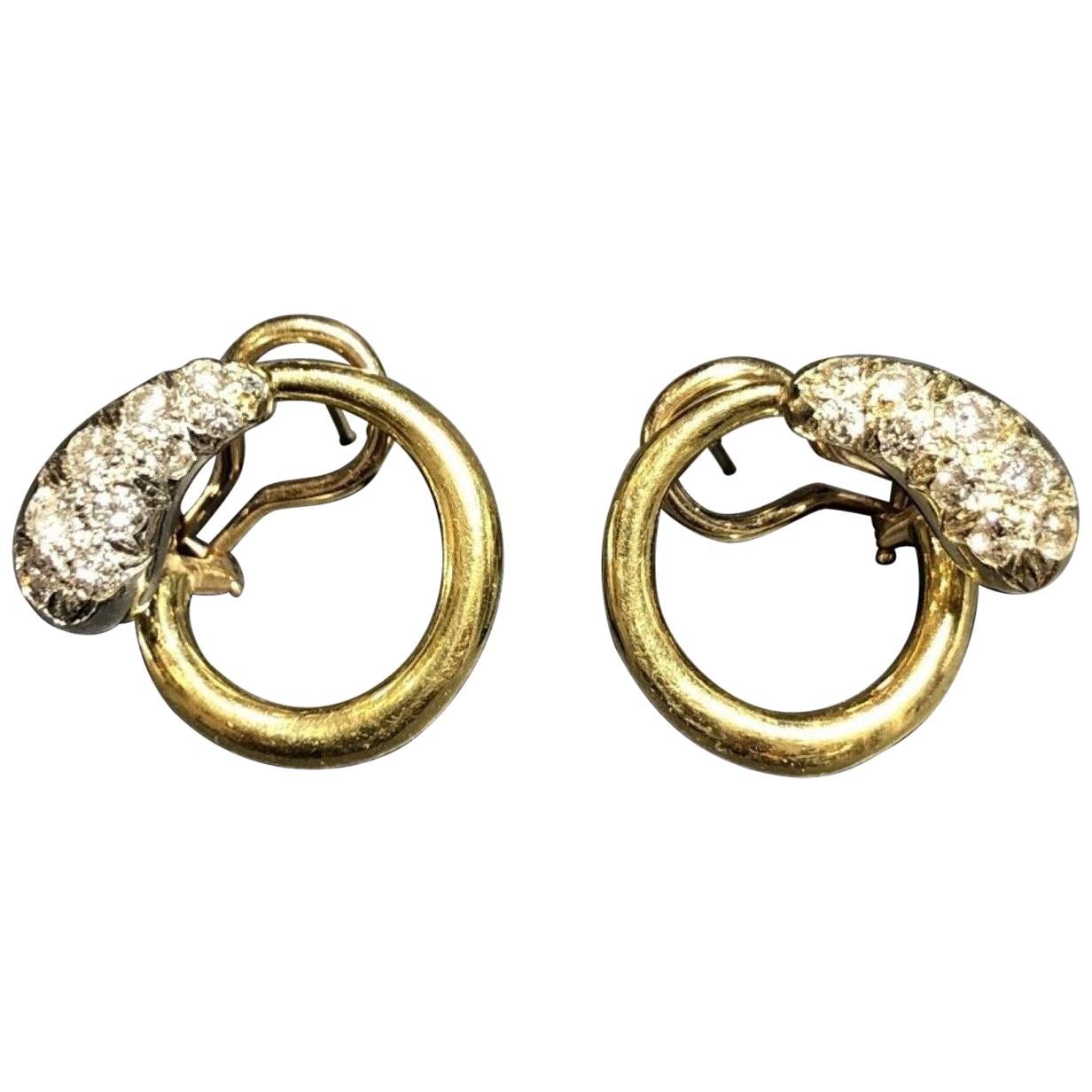 Aldo Cipullo Gold Diamond Clip Earrings