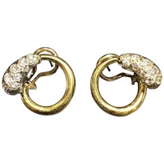 Vintage Aldo Cipullo Gold Diamond Clip Earrings