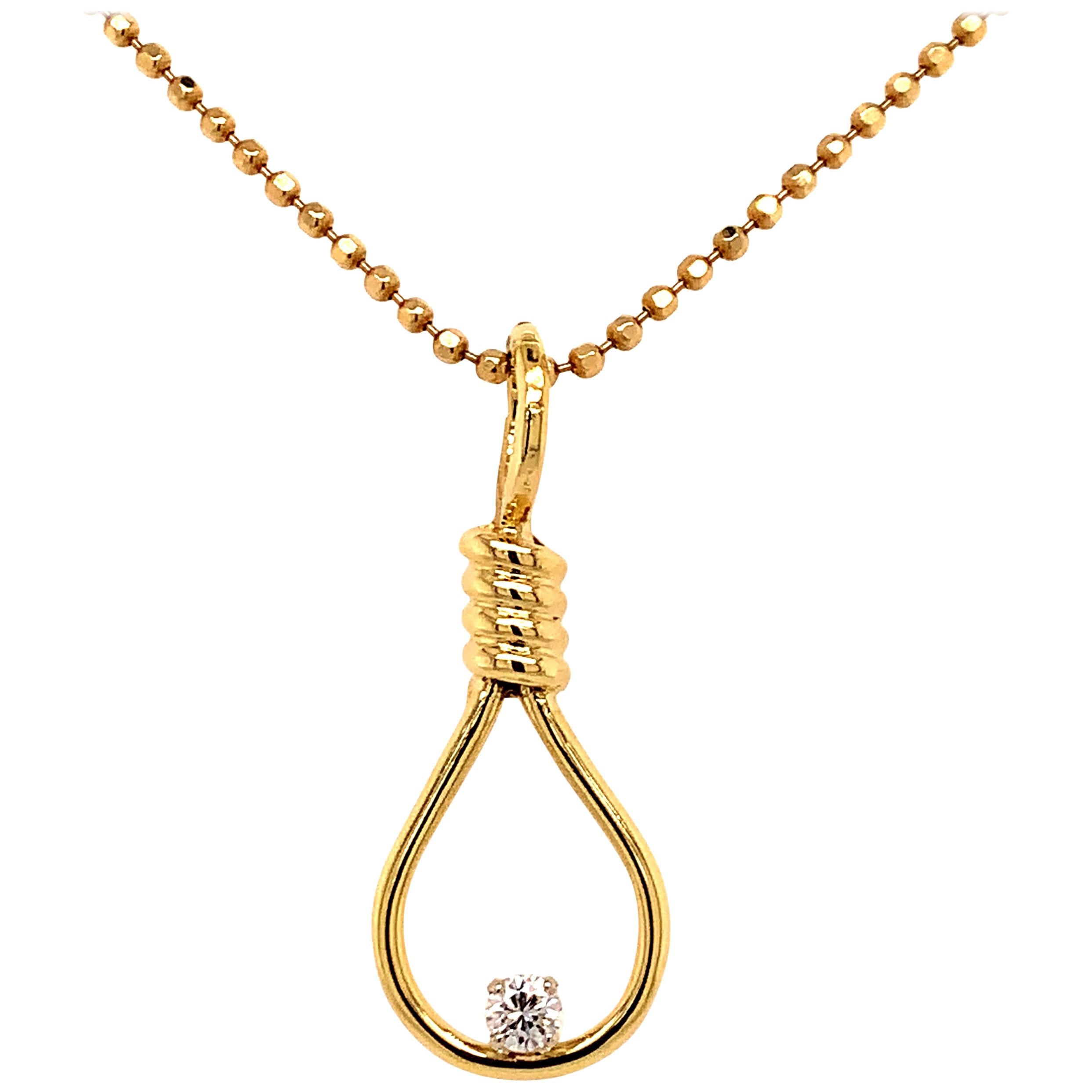 Aldo Cipullo Gold and Diamond Noose Charm For Sale