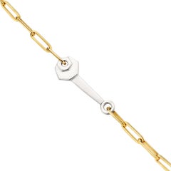 Aldo Cipullo Gold White Chain Link Wrench Necklace