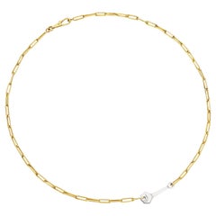 Aldo Cipullo Gold White Chain Link Wrench Necklace Aldo Cipullo Gold White Chain Link Wrench Necklace