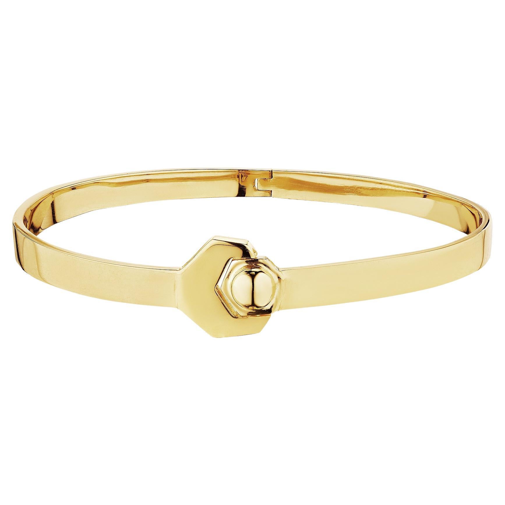 Aldo Cipullo Modernist Gold Wrench Bangle Bracelet For Sale