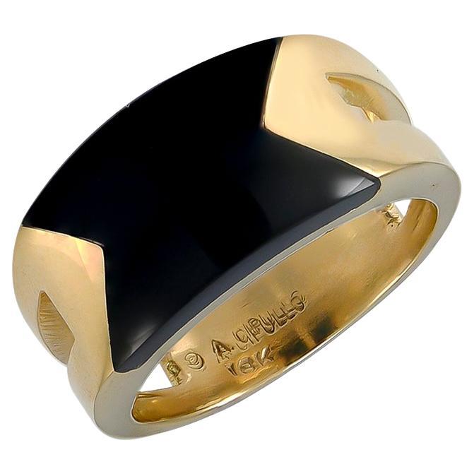 Ring aus Onyx und Gold von Aldo Cipullo im Angebot