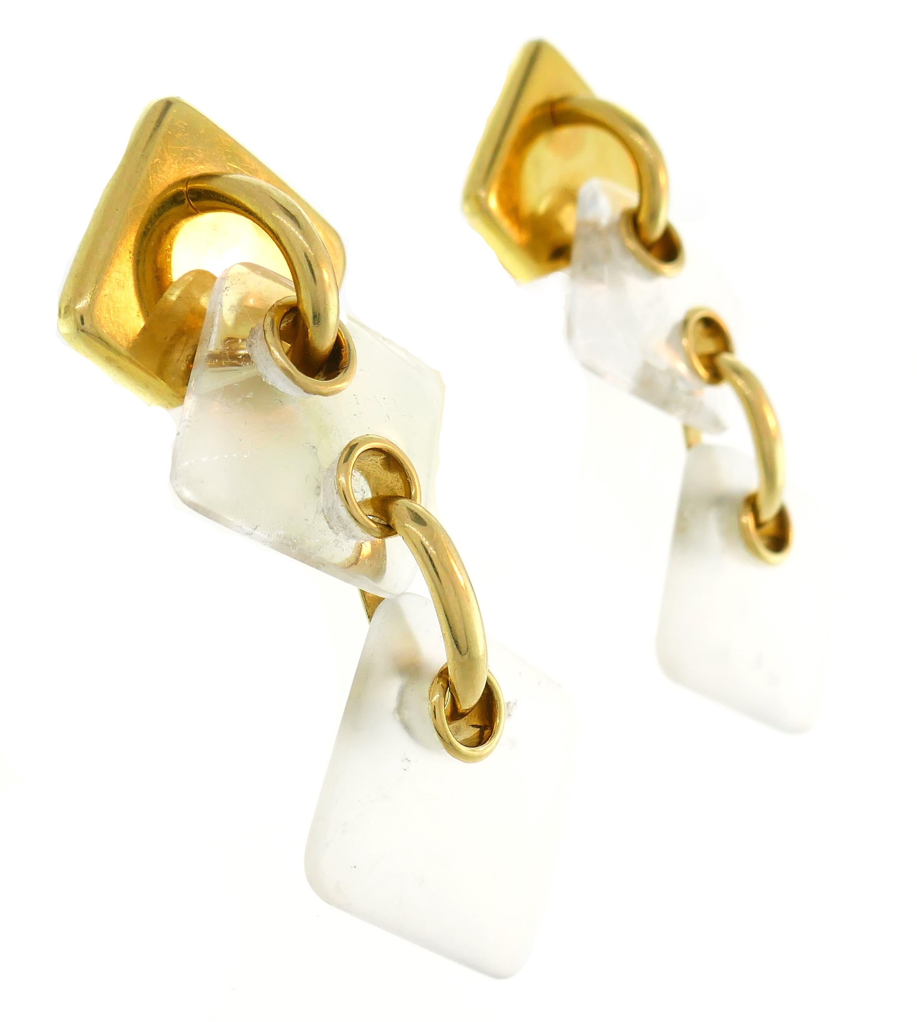 Ohrringe aus Gelbgold mit Bergkristall von Aldo Cipullo im Angebot 1