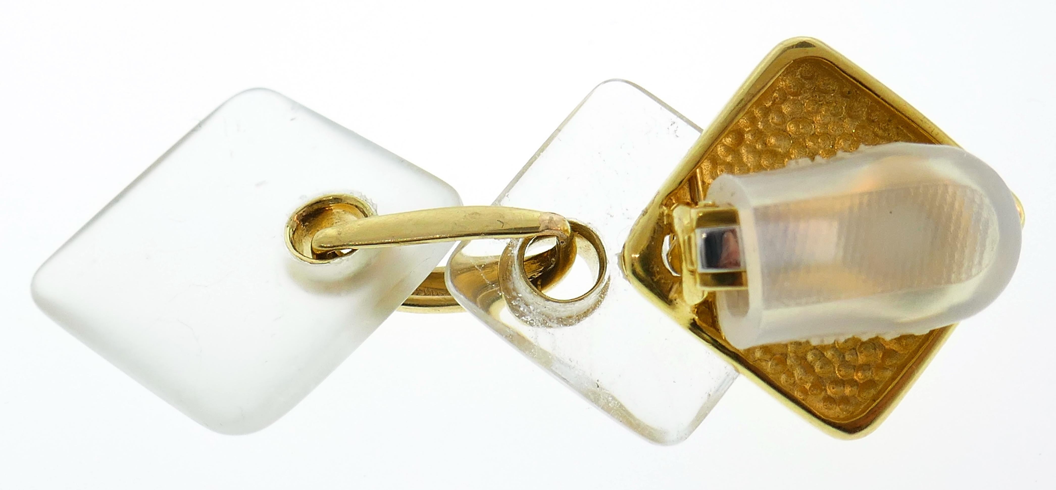Boucles d'oreilles Aldo Cipullo en or jaune et cristal de roche en vente 2