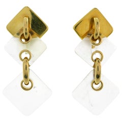 Aldo Cipullo Rock Crystal Yellow Gold Earrings