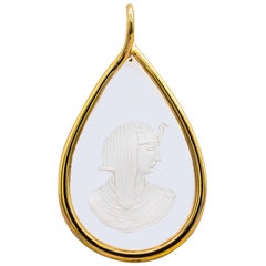 Aldo Cipullo Rock Quartz Intaglio Pendant 18 Karat Yellow Gold