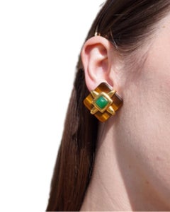 Pendientes Aldo Cipullo Ojo de Tigre Crisoprasa Pendientes de oro de 18 quilates en forma de rombo
