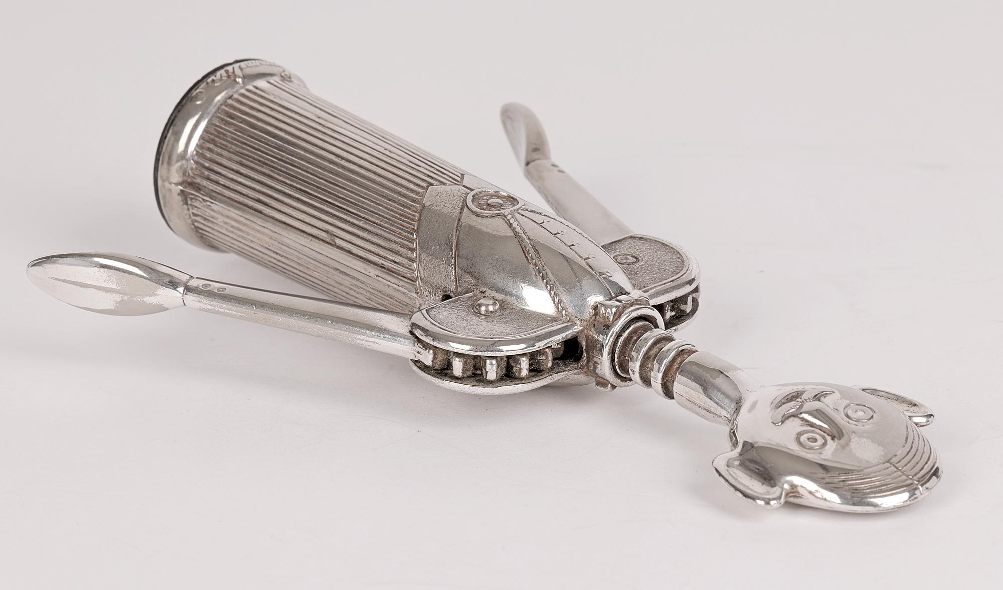Modern Aldo Columbo Italian Pierre Le Sommelier Silver Plated Corkscrew Bottle Opener