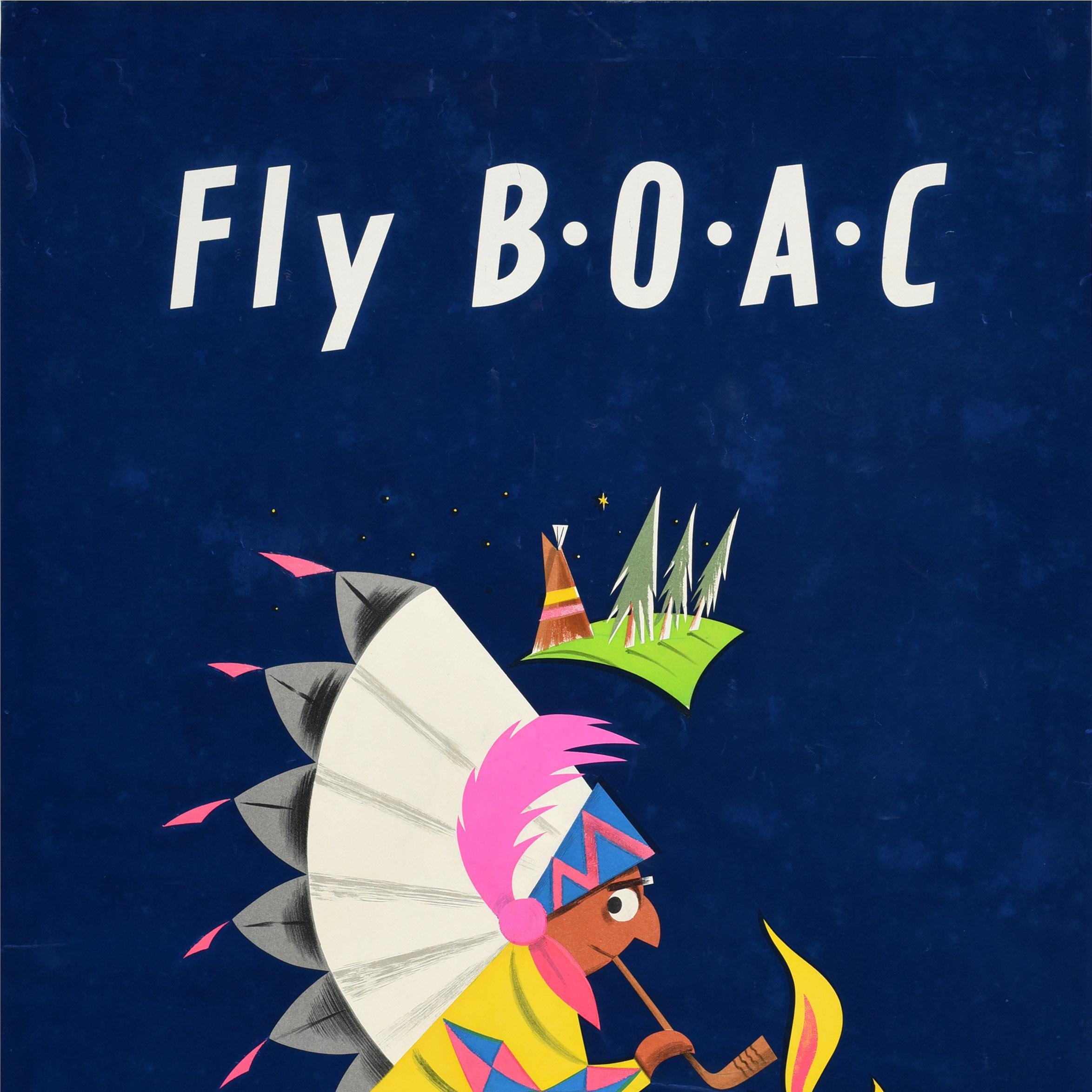 Original-Vintage-Reiseplakat aus Seide mit Siebdruck Fly BOAC Airline Canada Aldo Cosomati im Angebot 2