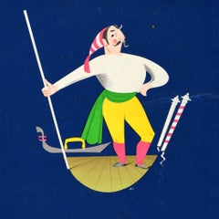 Original Vintage Silkscreen Travel Poster Fly BOAC Airline Italy Aldo Cosomati