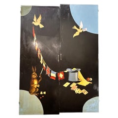 Pair of painted panels Magic by Aldo Franceschini for Magician Max Diff