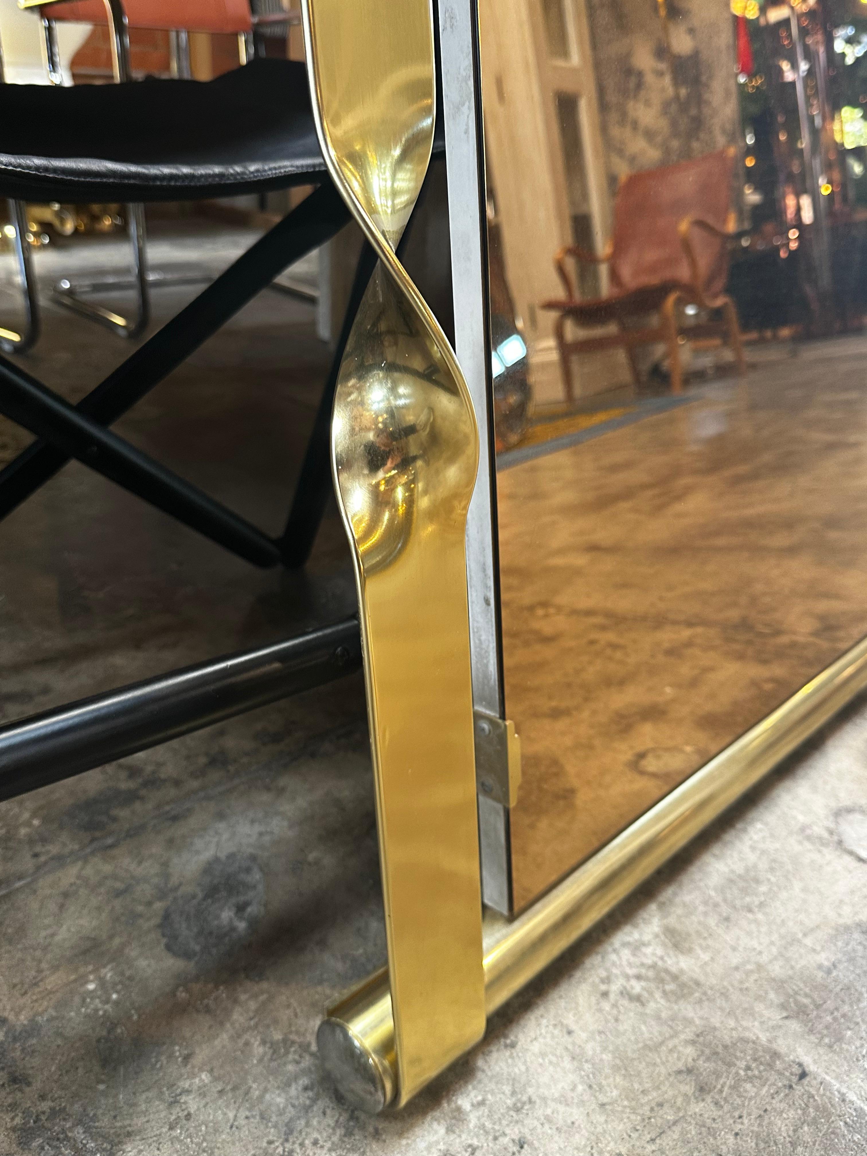 Italian Aldo Frigerio Mirror in Brass, Italy, 1970s For Sale