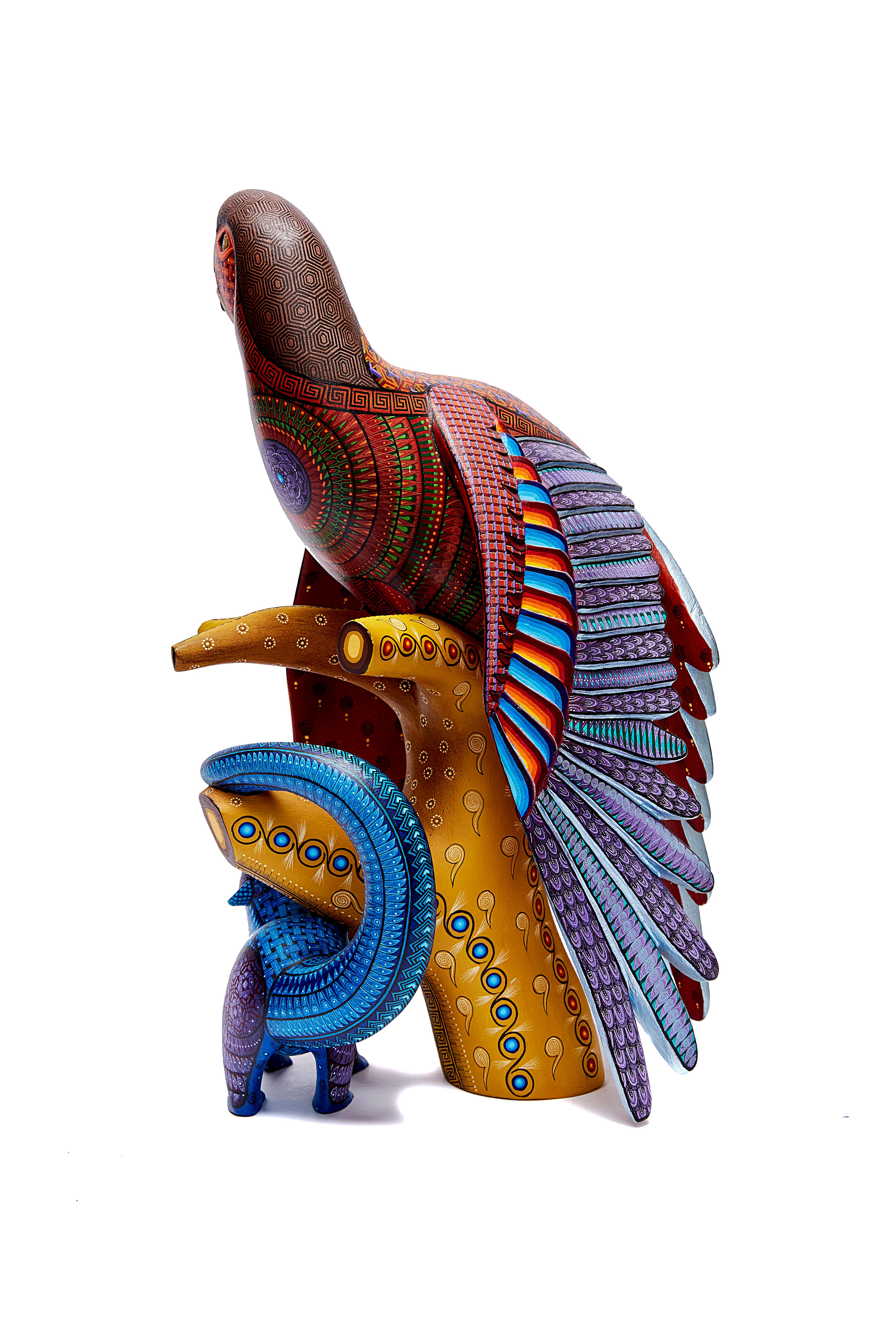 Tucan Majestuoso -  Toucan Alebrije - Mexican Folk Art  Cactus Fine Art - Brown Abstract Sculpture by Aldo Hernandez Melchor