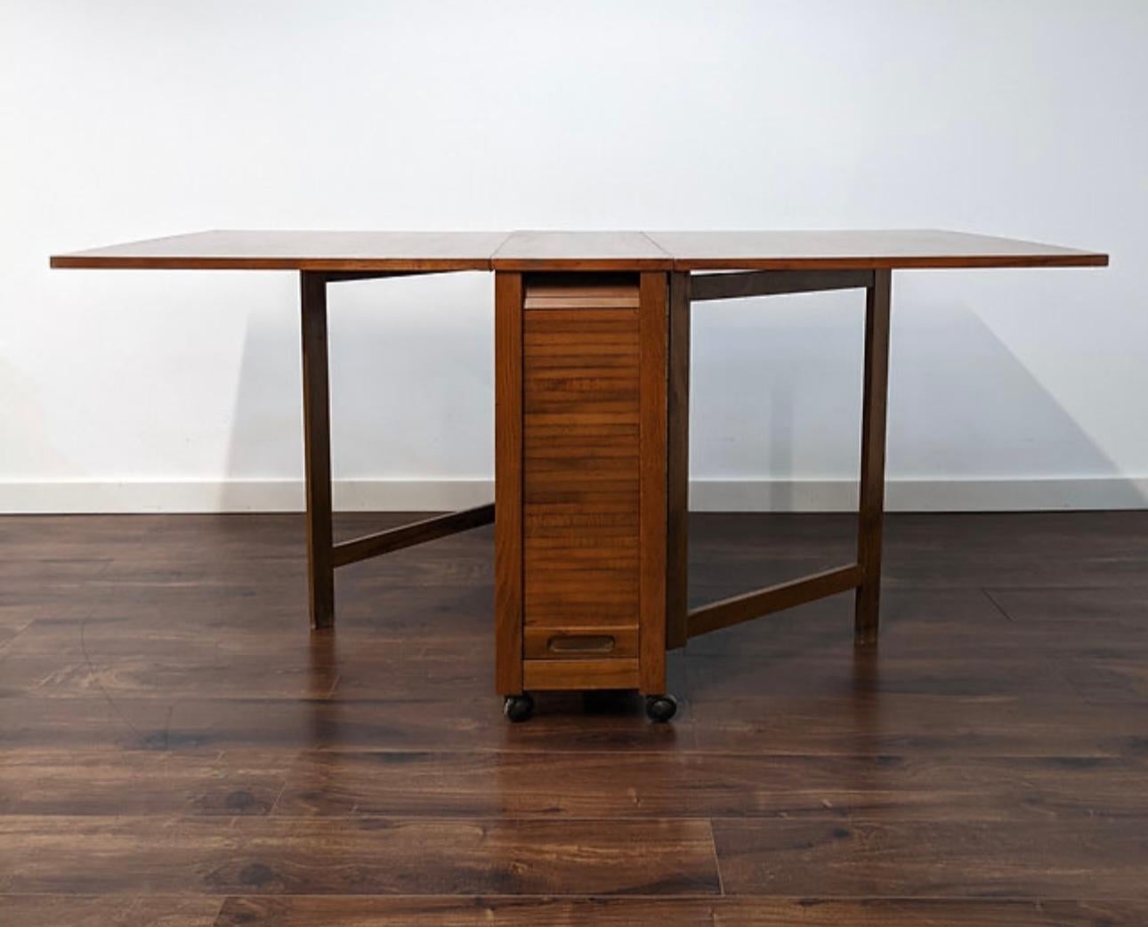 Mid-Century Modern Aldo Jacober - Alberto Bazzani Drop Leaf Folding Table W/4 Chairs For Sale
