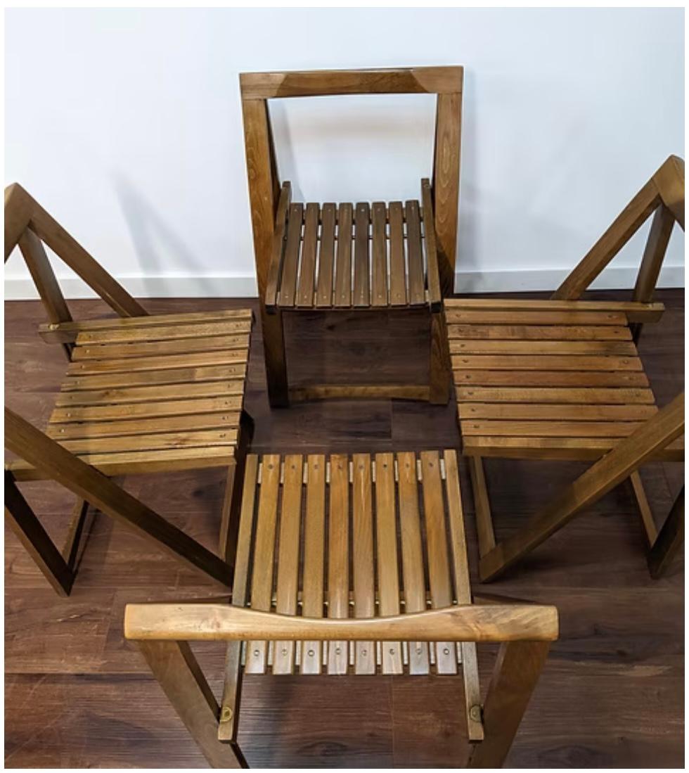 Aldo Jacober - Alberto Bazzani Drop Leaf Folding Table W/4 Chairs In Good Condition For Sale In Buffalo, NY