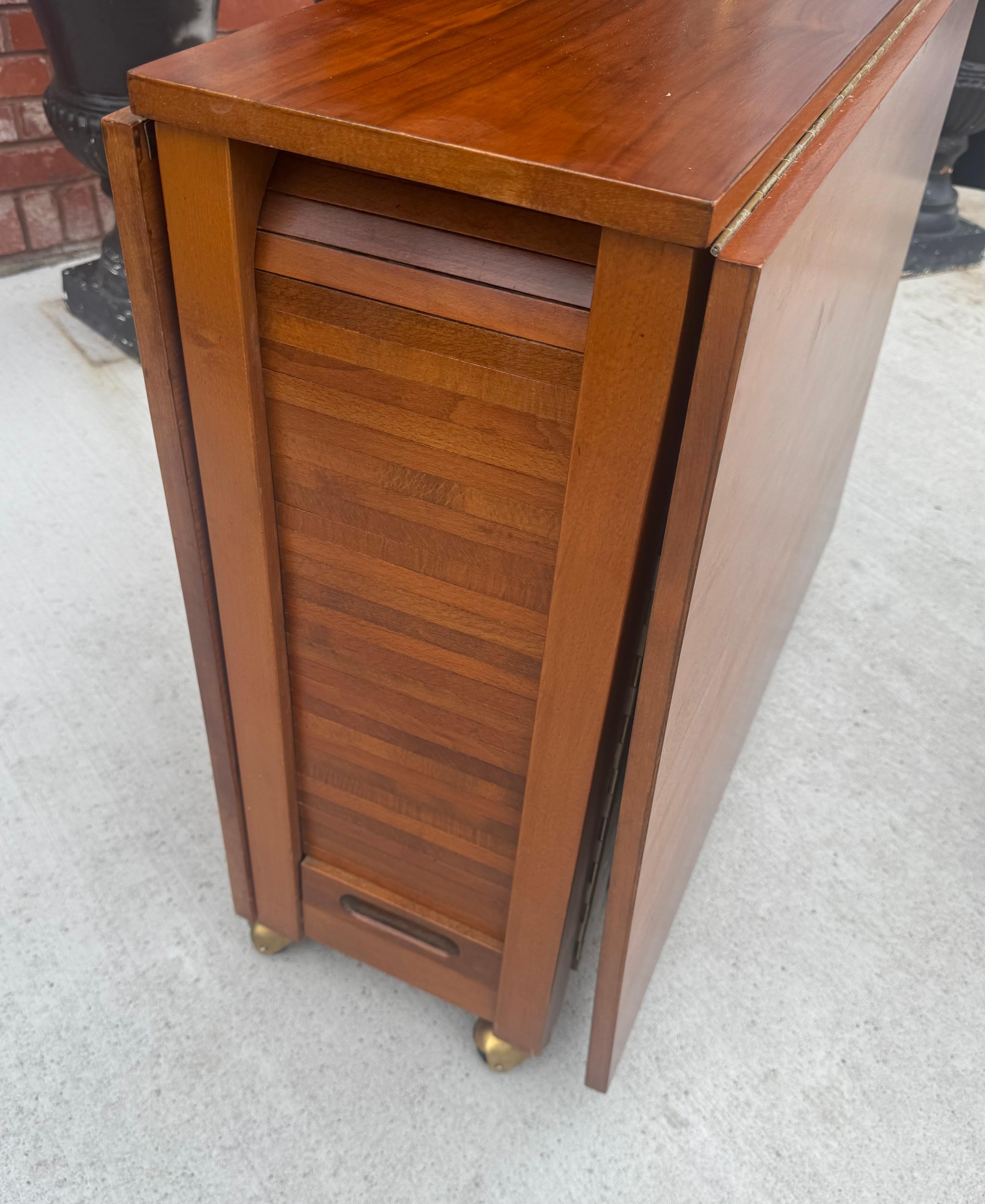 Walnut Aldo Jacober - Alberto Bazzani Drop Leaf Folding Table W/4 Chairs For Sale