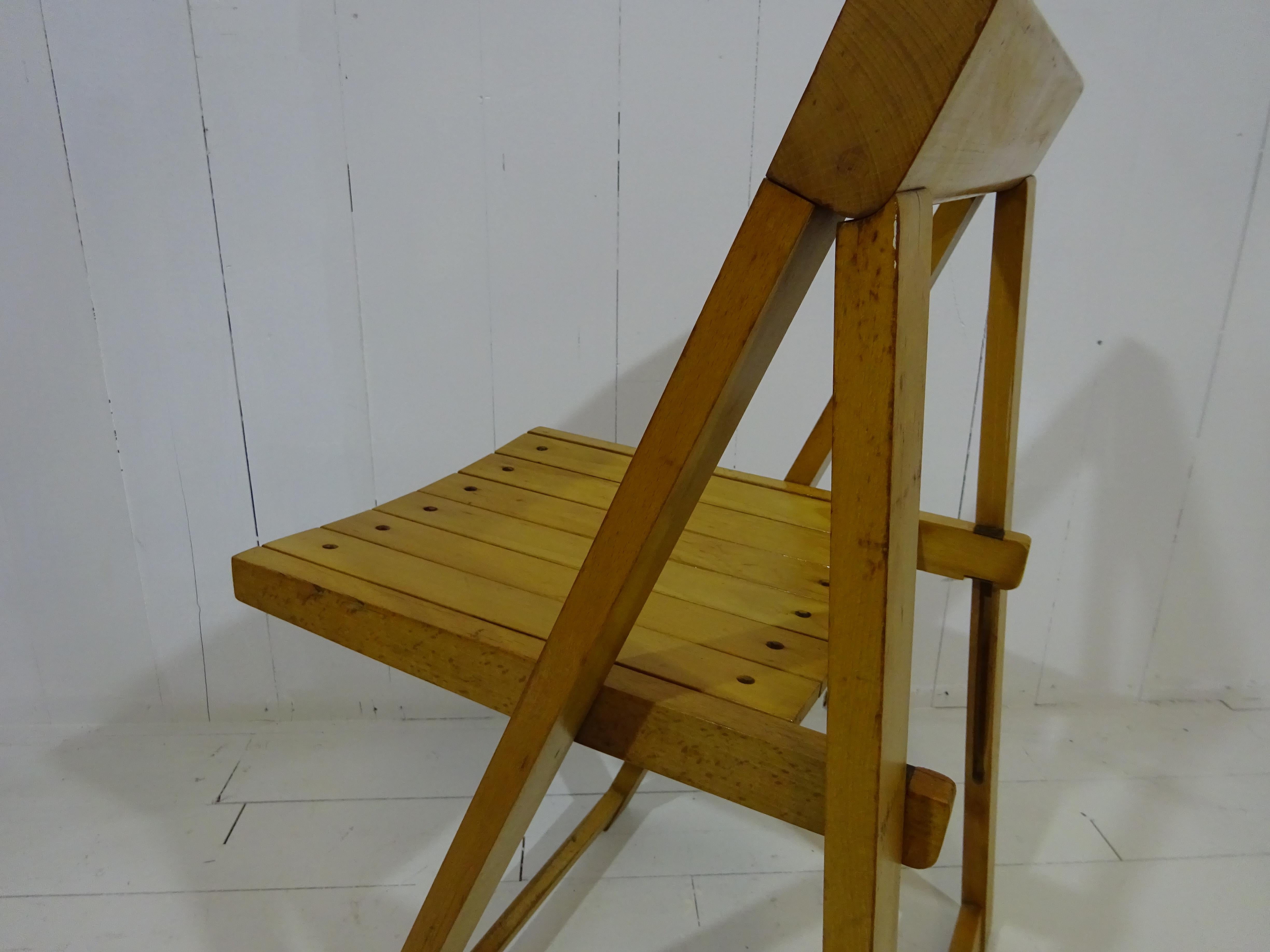 Beech Aldo Jacober Folding Chair Italy, 1960's For Sale