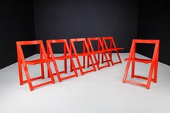 Ensemble de 12 chaises pliantes peintes en rouge Aldo Jacober pour Alberto Bazzani, Italie, 1960