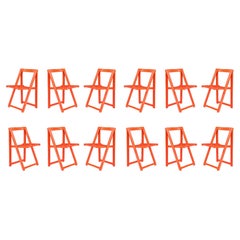 Aldo Jacober for Alberto Bazzani Red Painted Folding Chairs Italy 1960 Set / 12