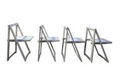 Groupe de 4 chaises pliantes blanches « Trieste » d'Aldo Jacober pour Bazzani, Italie, années 1970
