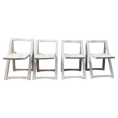 Aldo Jacober for Bazzani Group of 4 White "Trieste" Folding Chairs, Italy 1970s