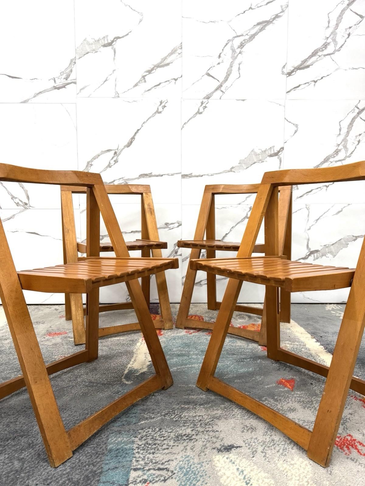 Mid-20th Century Aldo Jacober Per Alberto Bazzani 4 Sedie Mod. Trieste Anni ‘60 Design Vintage in vendita