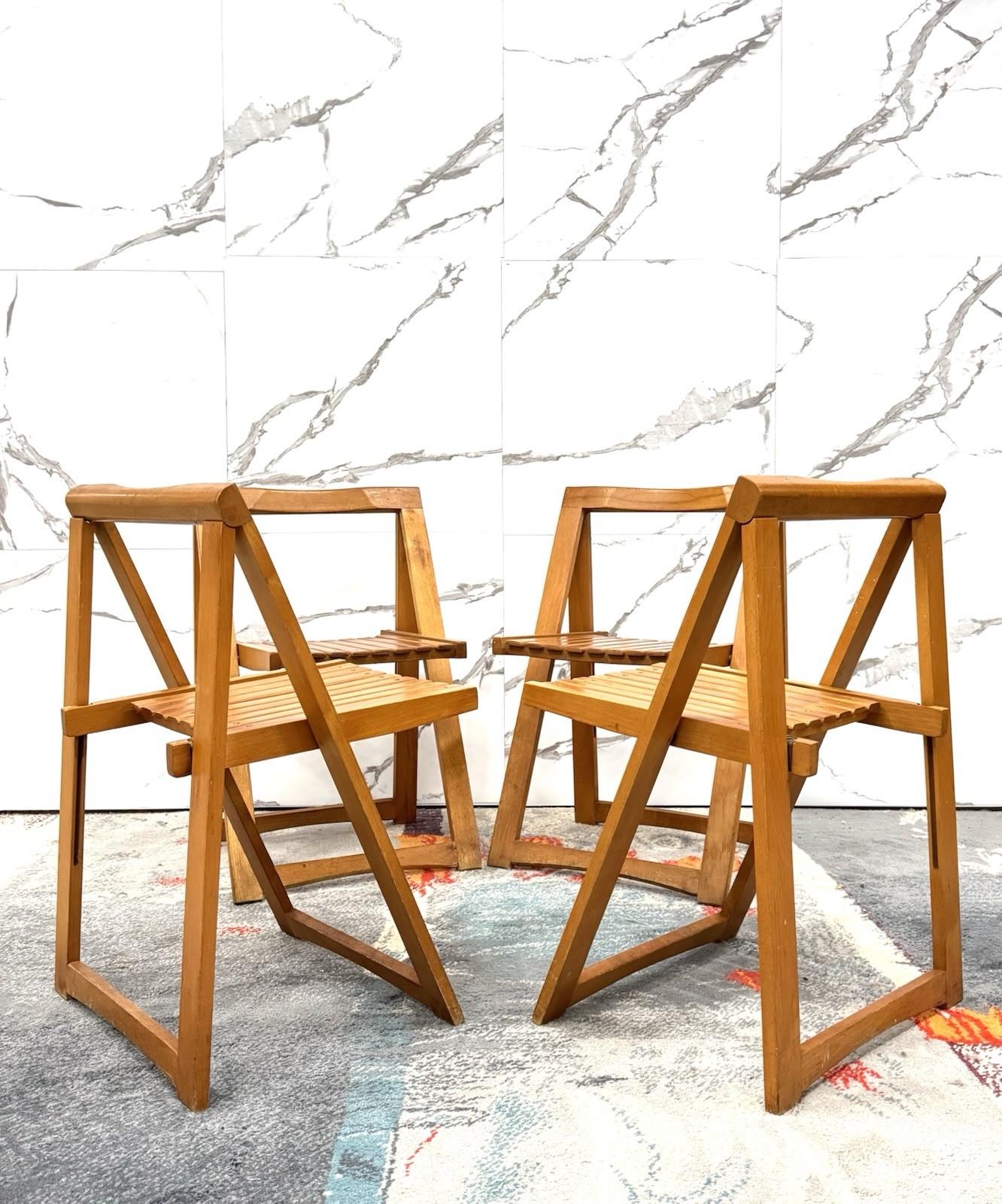 Legno Aldo Jacober Per Alberto Bazzani 4 Sedie Mod. Trieste Anni ‘60 Design Vintage in vendita