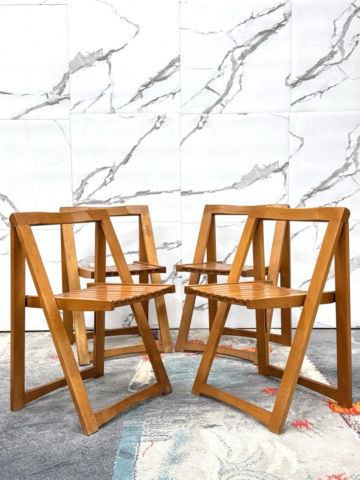 Aldo Jacober Per Alberto Bazzani 4 Sedie Mod. Trieste Anni ‘60 Design Vintage in vendita 1