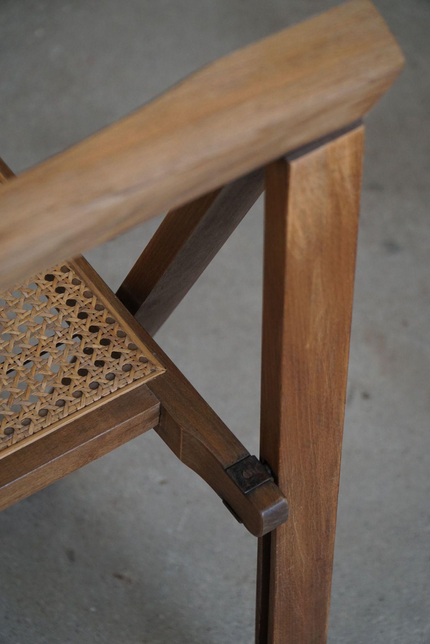 Aldo Jacober, ensemble de 4 chaises pliantes avec sièges en rotin, moderne italien, années 1960 en vente 6