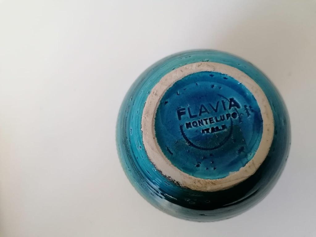 Milieu du XXe siècle Vase bleu Rimini Aldo Lodi et Flavia Montelupo Bitossi en vente
