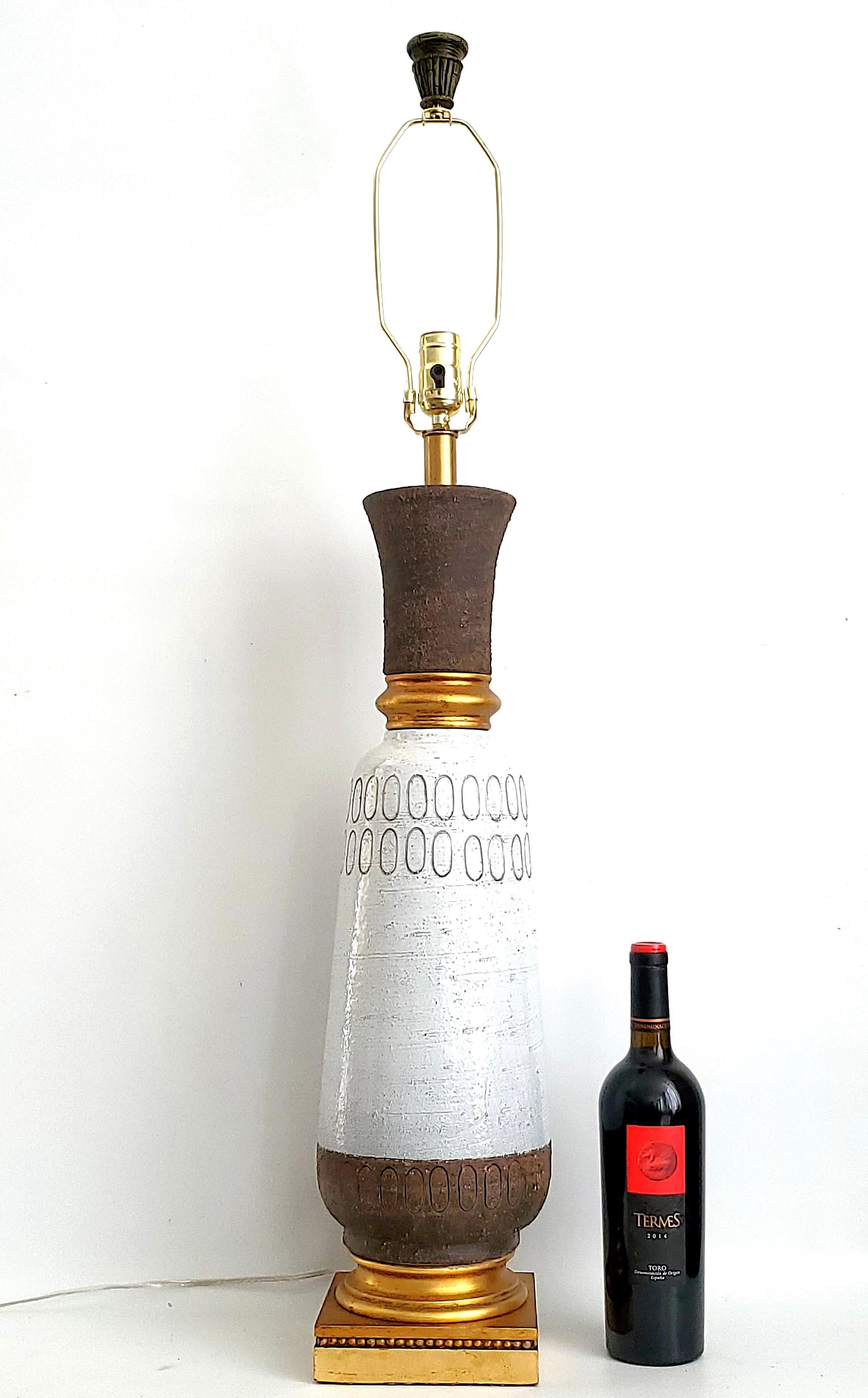 Mid-Century Modern Aldo Londi Bitossi Art studio Pottery Table Lamp With 