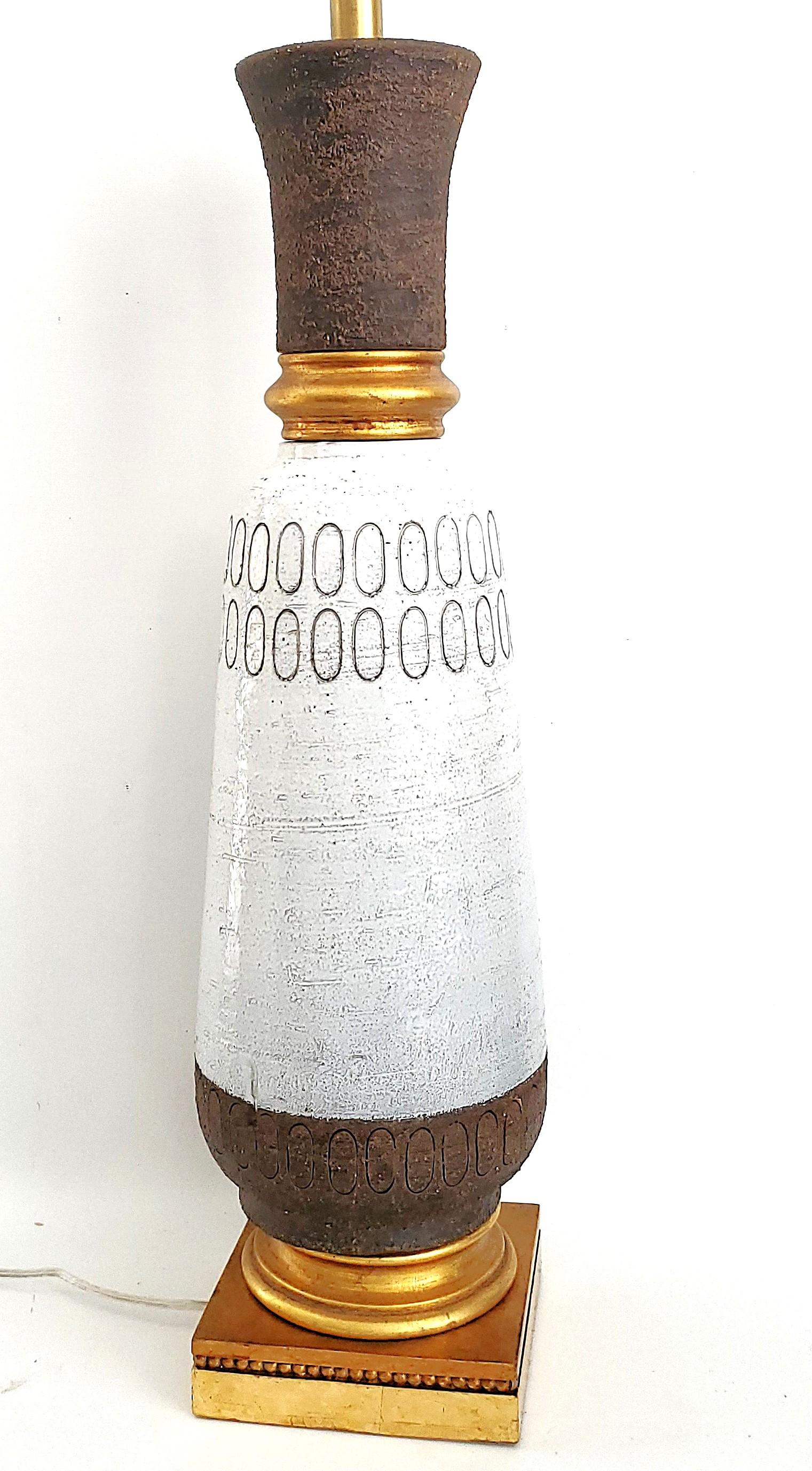 Gilt Aldo Londi Bitossi Art studio Pottery Table Lamp With 
