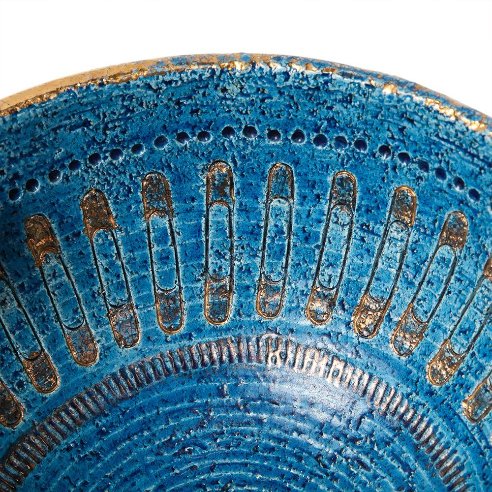 Aldo Londi Bitossi Ashtray, Ceramic, Safety Pin, Blue, Gold, Signed  For Sale 5