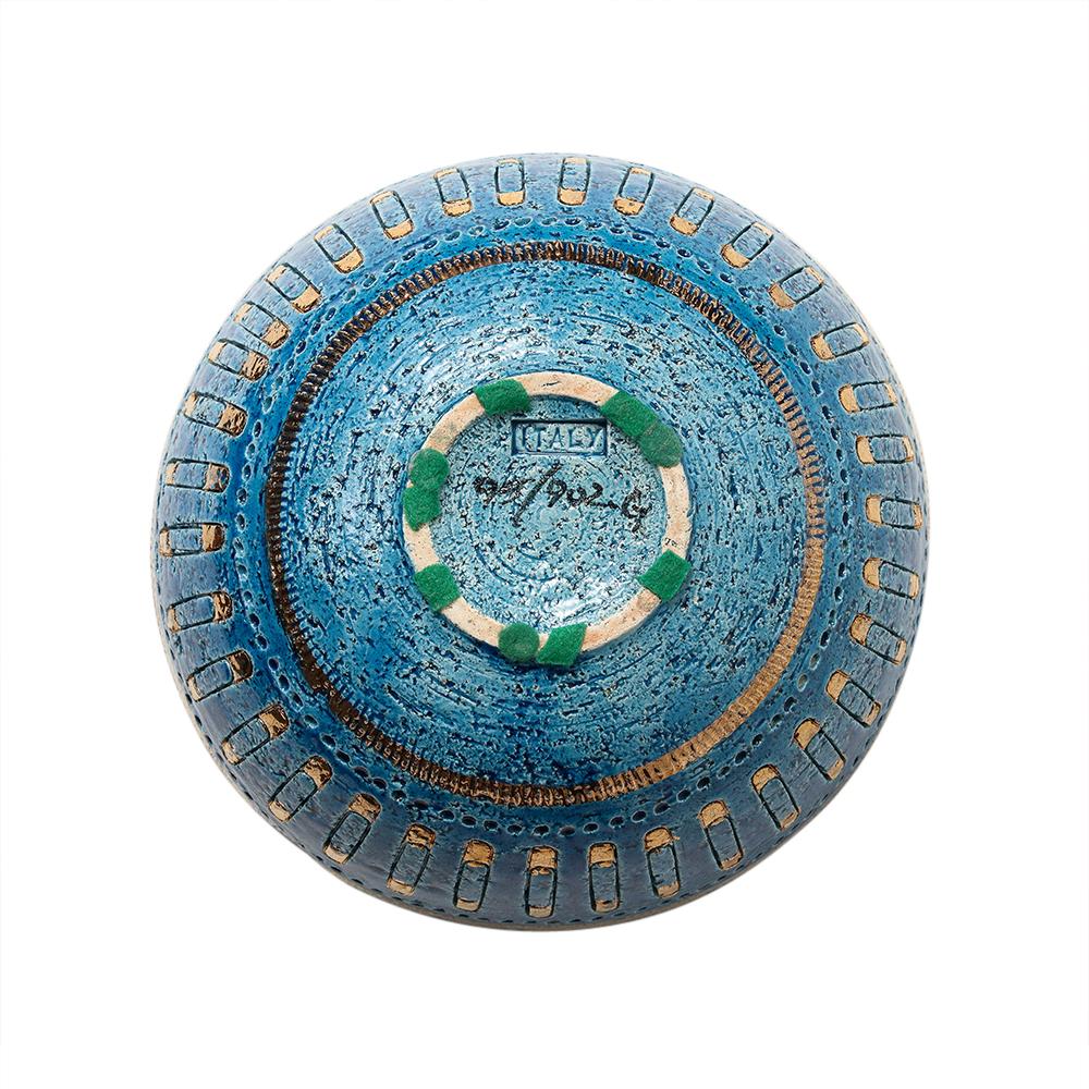 Aldo Londi Bitossi Ashtray, Ceramic, Safety Pin, Blue, Gold, Signed  For Sale 8