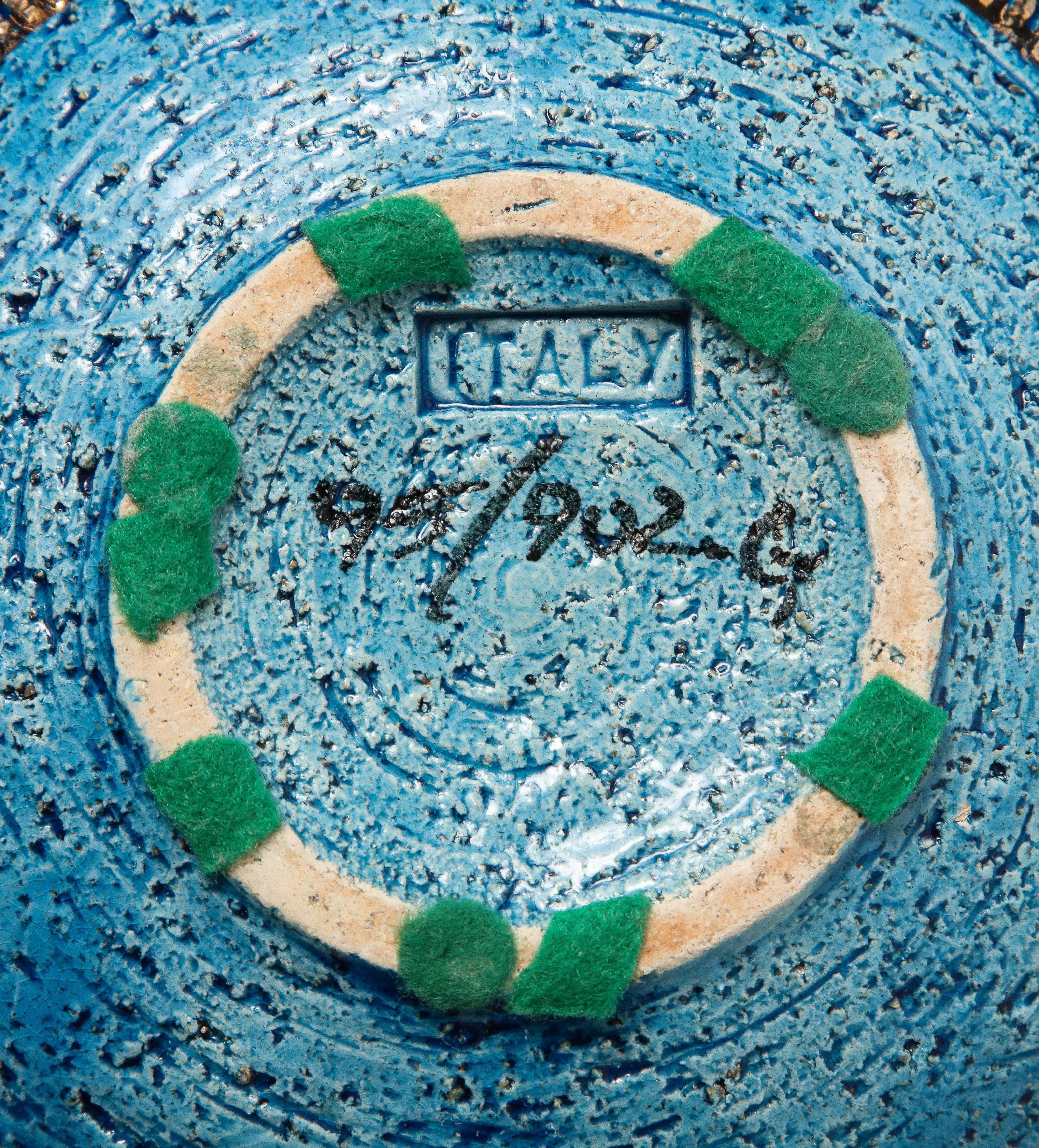 Aldo Londi Bitossi Ashtray, Ceramic, Safety Pin, Blue, Gold, Signed  For Sale 9