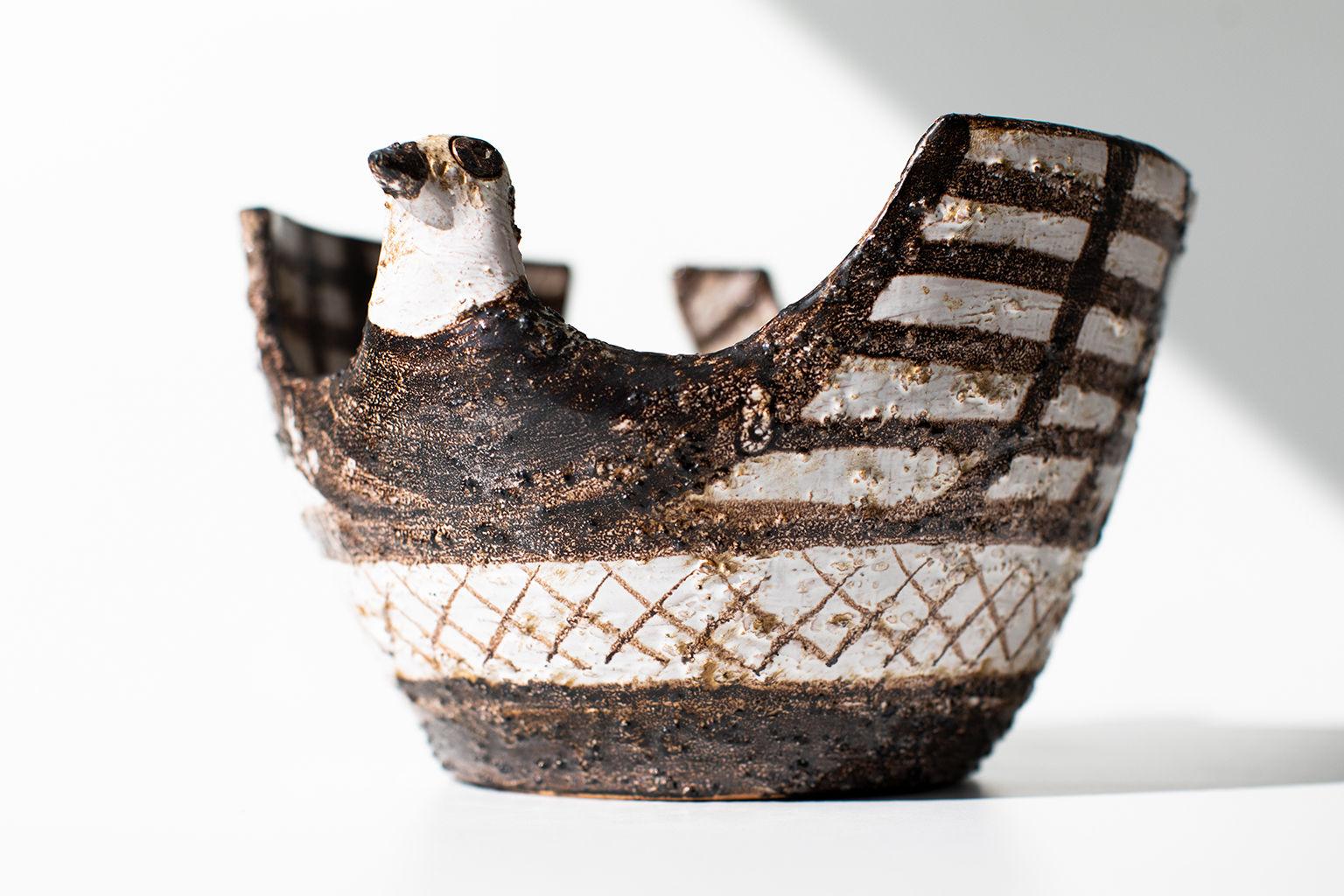Mid-Century Modern Vase à oiseaux Bitossi d'Aldo Londi pour Rosenthal Netter : Maroc en vente