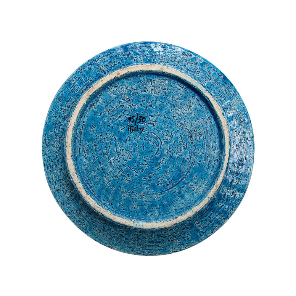Aldo Londi Bitossi Bowl, Ceramic, Blue, Gold, Safety Pin, Signed 11
