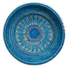 Ciotola Aldo Londi Bitossi, Ceramica, Blu, Oro, Spilla di sicurezza, Firmato