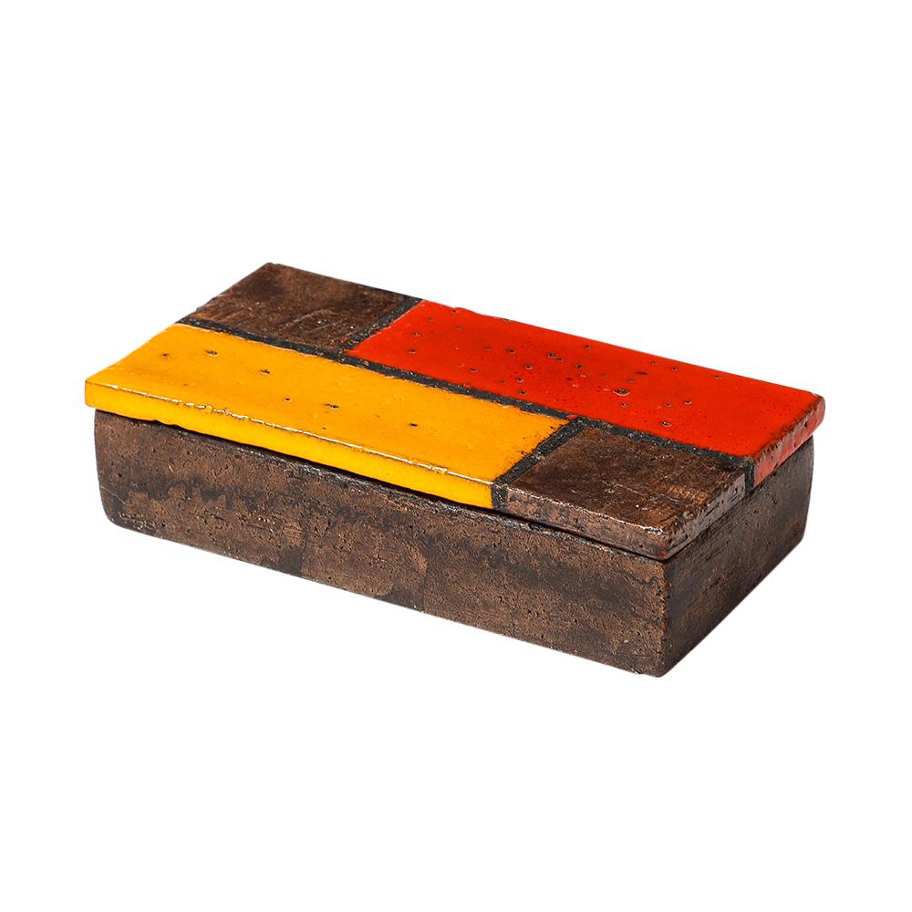 Aldo Londi Caja Bitossi, Cerámica, Mondrian, Abstracto, Rojo, Amarillo, Firmado en venta 3