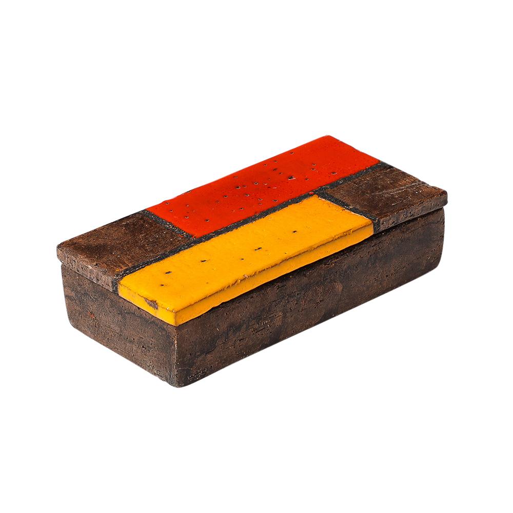 Aldo Londi Caja Bitossi, Cerámica, Mondrian, Abstracto, Rojo, Amarillo, Firmado Moderno de mediados de siglo en venta
