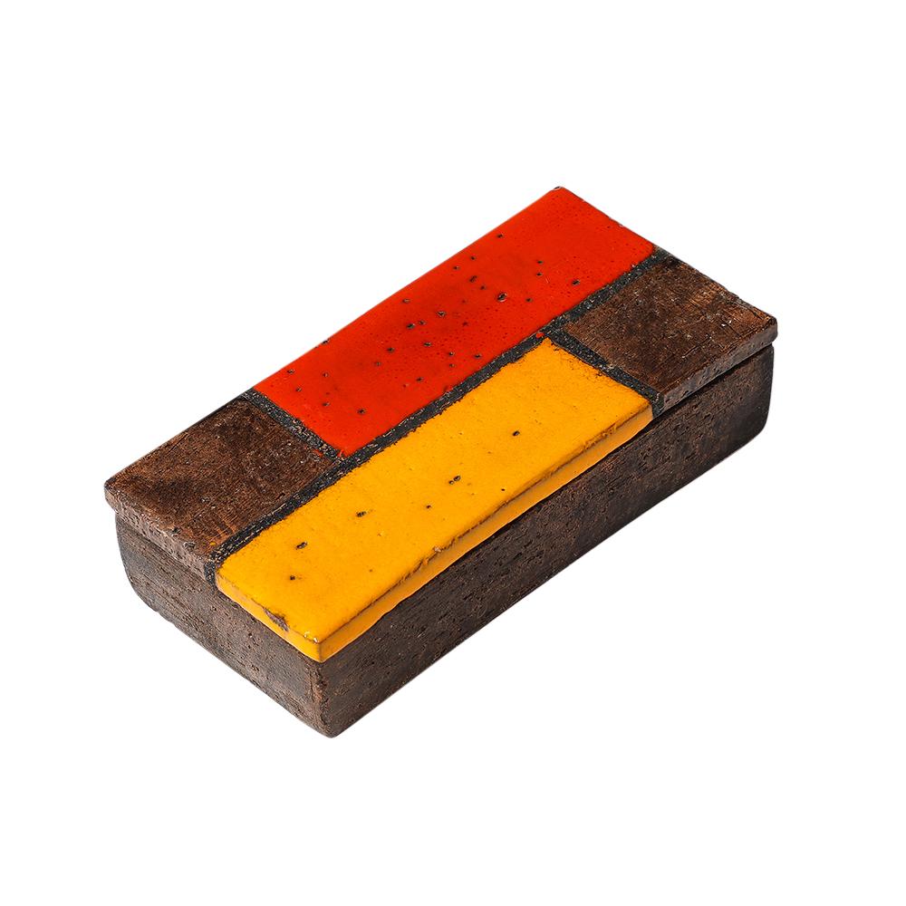 Aldo Londi Caja Bitossi, Cerámica, Mondrian, Abstracto, Rojo, Amarillo, Firmado Italiano en venta