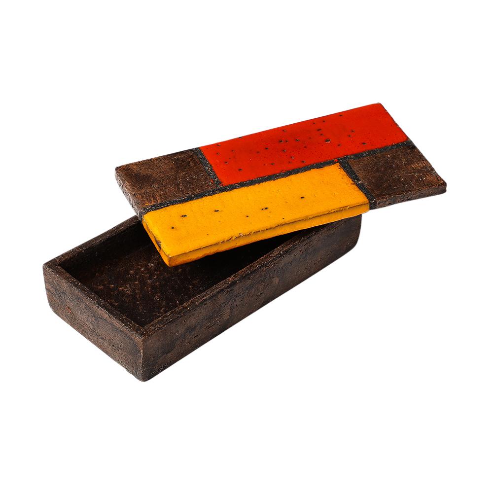 Aldo Londi Caja Bitossi, Cerámica, Mondrian, Abstracto, Rojo, Amarillo, Firmado en Bueno estado para la venta en New York, NY